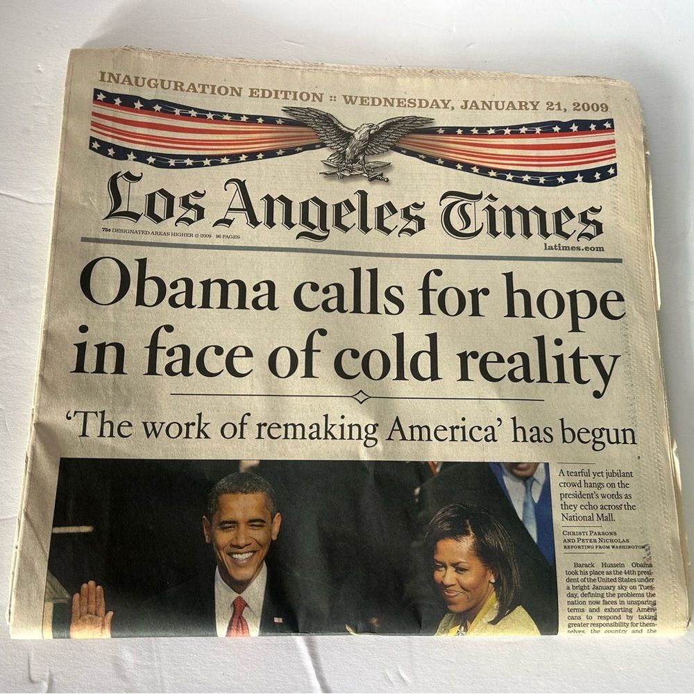 Los Angeles Times Inauguration Edition Newspaper